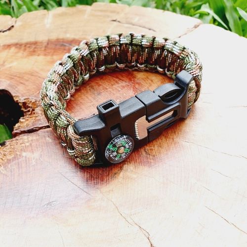 Pulseira Paracord Bracelete Pederneira E Apito Sobrevivência