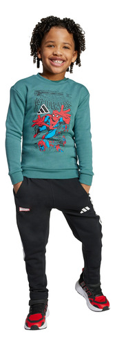 Conjunto Adidas Casual Marvel Spider-man Niños Verde Jm0808