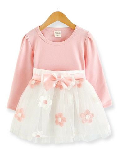 Vestido Niña Bebé Rosa Y Blanco Tul Talla 3/6 A 18/24 Meses