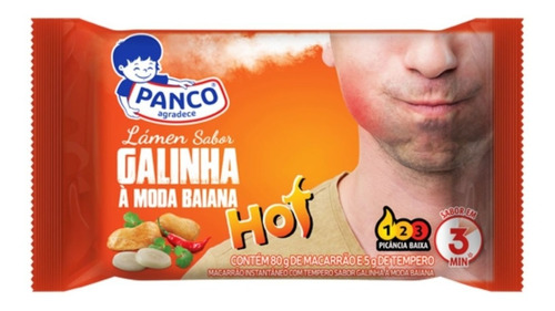 Imagem 1 de 4 de Macarrão Instanta Lamen Galinha Baiana Hot Miojo Panco 85grs