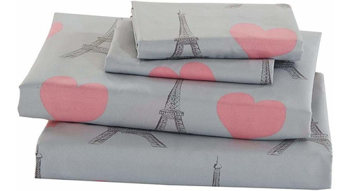 Elegant Home Multicolors Pink Grey Paris Eiffel Tower Bonjou