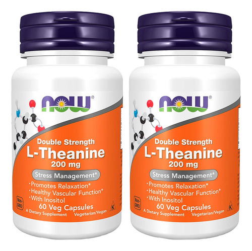 L-teanina 200mg Now Foods L-theanine 60 Veg Caps 2un Sabor Sem sabor