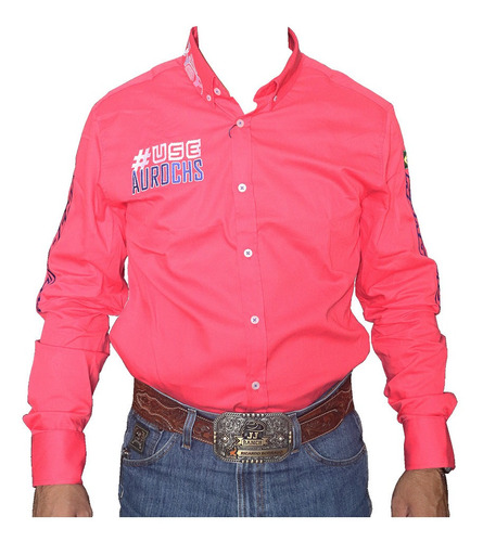 Camisa Masculina Bordada Rosa - Aurochs