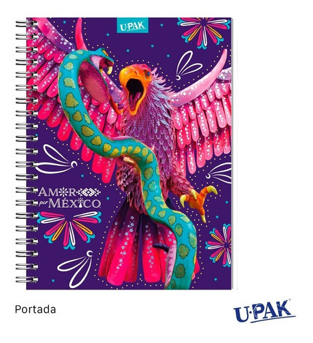 Pack 4 Cuadernos Upak Mexico Colorido - 100hojas Cuadro Gr