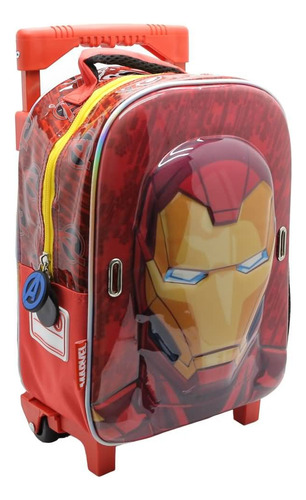 Mochila Marvel Avengers Iron Man Con Careta Con Carro Color Rojo Diseño de la tela Liso
