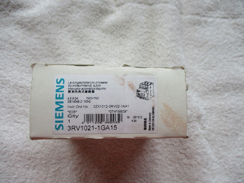 Nib Siemens Circuit Breaker 4.5-6.3a 3rv1021-1ga Ssz