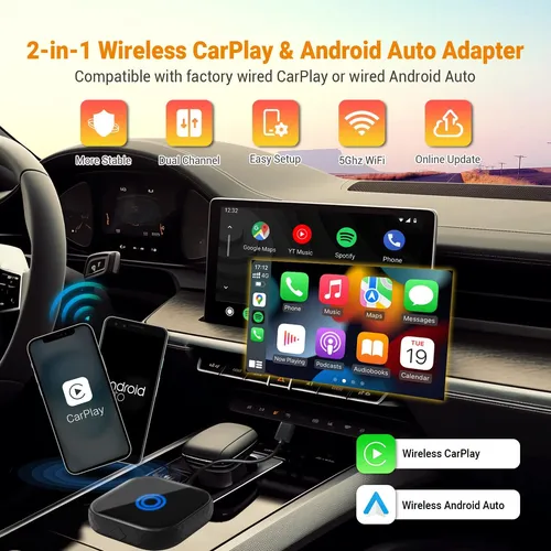 Adaptador Inalámbrico Carplay Android Auto 2 1, Actual...