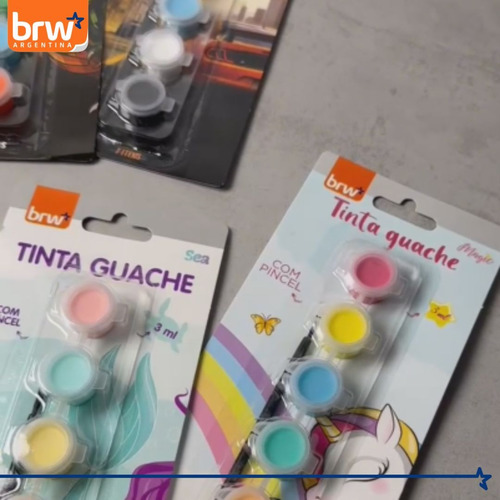 Kit De Arte Intantil Brw Set Pintura Temperas Pincel Regalo