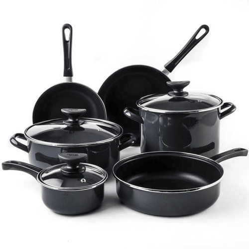 Batería De Cocina Mega Óptima 9 Piezas Cinsa Color Negro