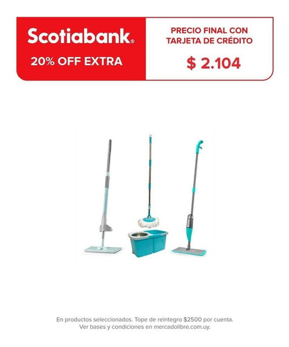 Set Limpieza Mopas Spray Escurridor Giratoria Balde Acero