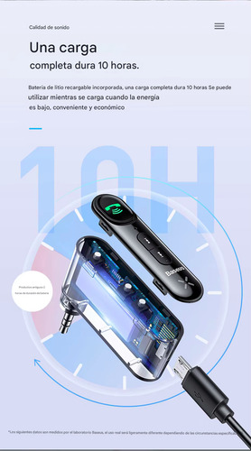 Receptor Bluetooth 5.0 Auxiliar Con Manos Libres Baseus