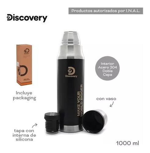 Termo 1 Litro Discovery Adventure Acero Inox 24 Hs Frio Calor