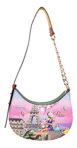 Bolsa Hobo Nicole Lee Con Cadena Estampada Ss22 Color Romance In Paris