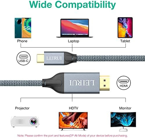 Cable Leirui Usb C A Hdmi 4k 60 Hz 10 Pies Thunderbolt A Hdm