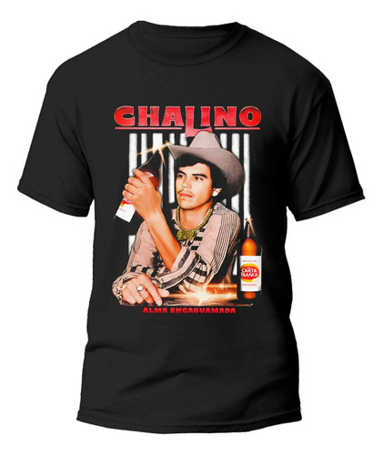 Playera Negra Estampado Cómico Chalino 100% Algodón