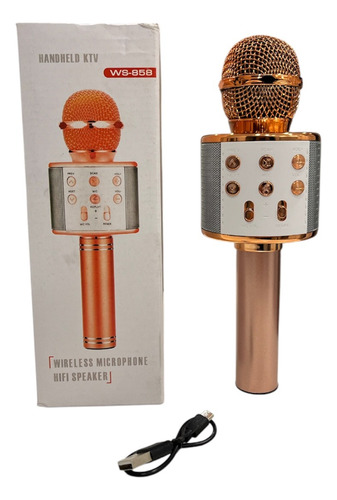 Microfono Inalámbrico Karaoke Bluetooth Recargable Usb Rose Gold