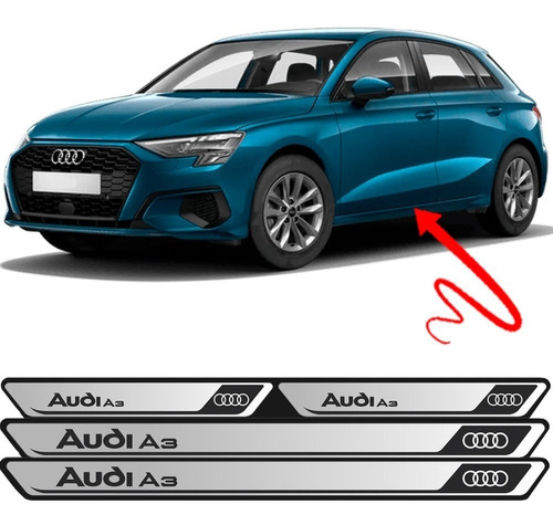 Soleira Adesiva Protetora Porta Max Audi A3 Prata Todos Anos