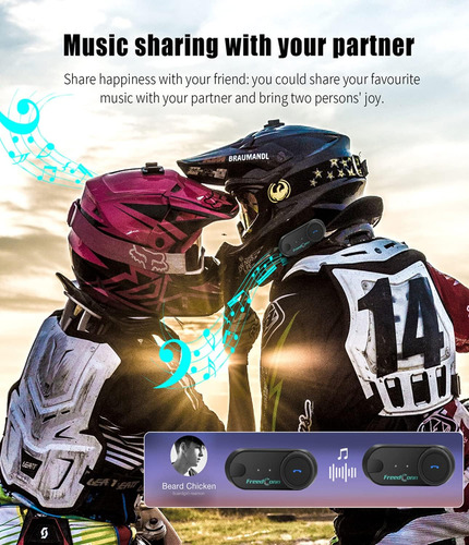 Intercomunicador Bluetooth Casco, T-comvb 800m, Auricul...