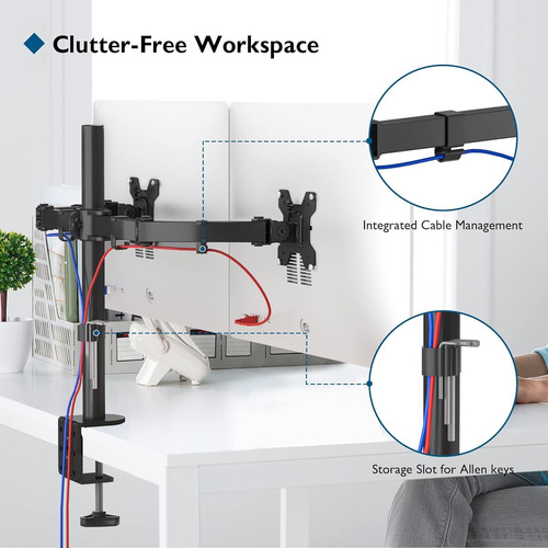 Soporte Doble Para Monitor Bontec Mdm 002 13-27 Ergonómico
