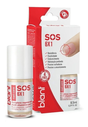 Base Fortalecedora De Unhas Sos 6x1 Regenerador 8,5ml Blant