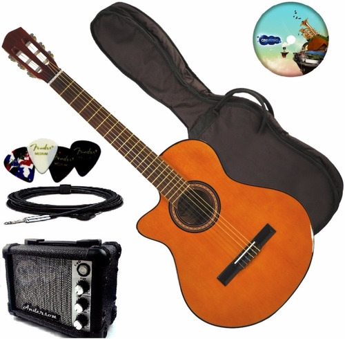 Guitarra Electro Criolla Corte Zurda Amplificador Funda Pua