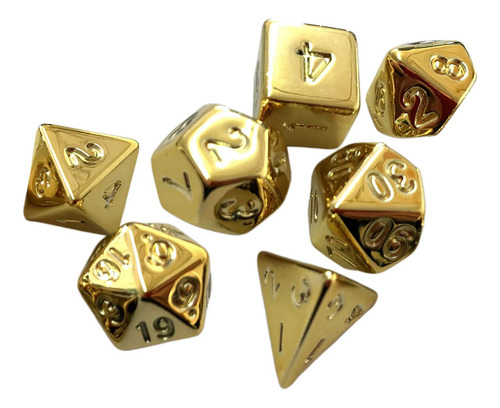 2 X 7x Dados De Varios Lados D4-d20 Juego De Dados Dorado