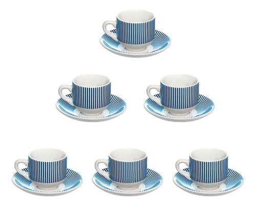 Conjunto 6 Xícaras E 6 Pires Para Café Capacidade 80ml