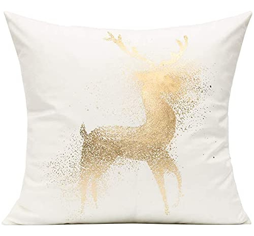 Fundas De Cojin Para Navidad Pino Copos Y Reno Blanco 40cm Blanco Navidad