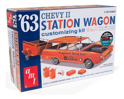 1963 Chevy Ii Station Wagon Trailer Kit Modelo Escala 25