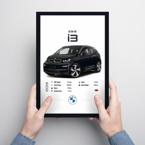 Cuadro 20x30 Minimalista Auto Bmw I3 3