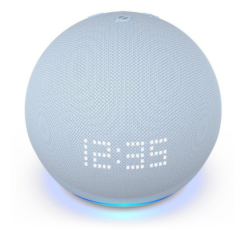Imagen 3 de 5 de Amazon Echo Dot 5th Gen with clock con asistente virtual Alexa, pantalla integrada cloud blue 110V/240V