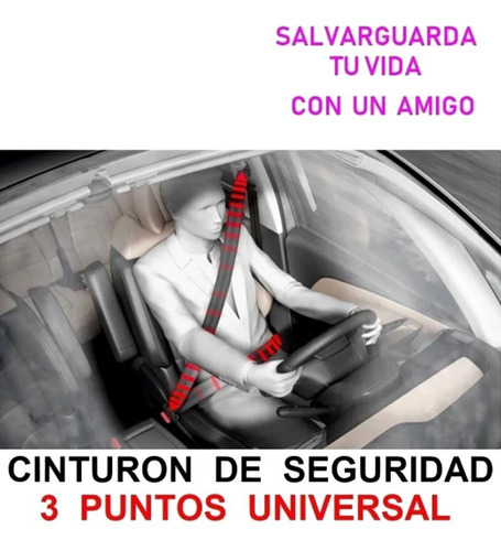 Imagen 4 de 5 de Cinturón De Seguridad De 3 Puntos Universal Color Negro