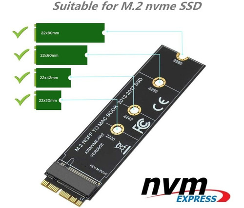 Imagen 2 de 4 de Adaptador M.2 Nvme Pcie Ngff Ssd A Macbook Air Y Pro Y iMac