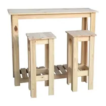 Comprar Desayunador Barra Con Banquetas Taburetes Madera Pino Unico