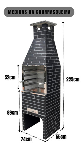 Churrasqueira Pré Moldada 740 Tijolinho Preto Inox