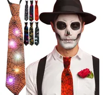 Comprar 12 Corbatas Luz Led Disfraz Halloween Día De Muertos Fiesta