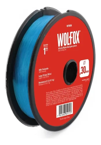 Hilo De Pescar Nylon 0.35mm Azul 100m Wolfox Wf9697