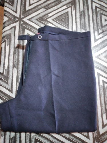 Pantalon De Vestir Mujer, Color Azul Talle 44 Tiro Medio 