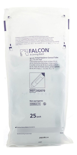 Tubo Para Centrífuga 50ml Estériles Marca Falcon® 25pzs