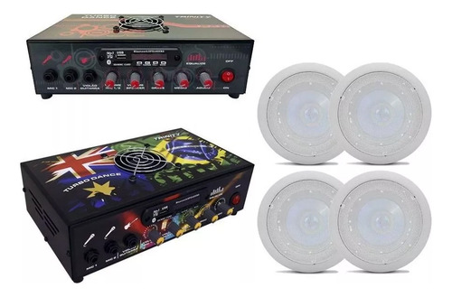 Kit Som Ambiente Turbo Dance Bluetooth Usb Com 4 Arandelas
