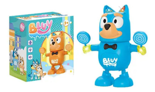 Brinquedo Infantil Robô Dançarino Divertido Com Luz Sombluey Cor Azul Personagem Bluey