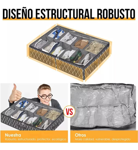 Caja De Almacenamiento Para Zapatos Debajo De Cama Bolsa 2pc Negro Yawpgn
