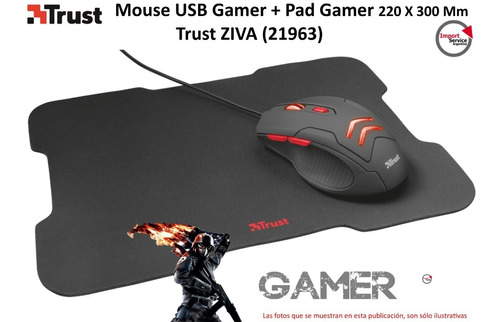 Mouse Usb Gamer + Pad Gamer 220 X 300 Mm Trust Ziva (21963)