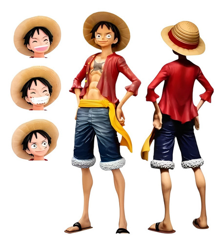 Figura One Piece 26cm Monkey Luffy Três Forma De Rosto