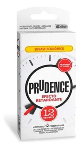 Preservativo De Latex Lubricado Retardante 12u Prudence