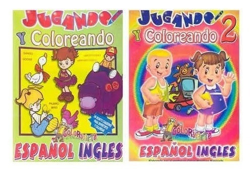 Set 2 Libros Jugando Y Coloreando - Bilingüe Didácticos