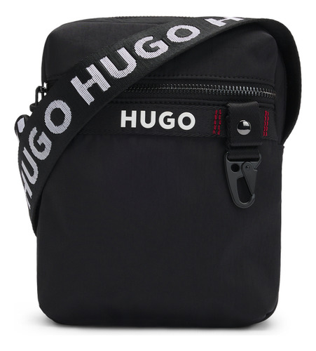 Bolso Mensajero Hugo Para Hombre Con Correa Ajustable Color Negro