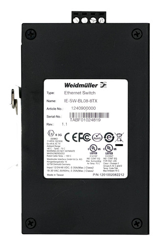 Switch De Red Weidmüller Ie-sw-bl08-8tx (Usado)