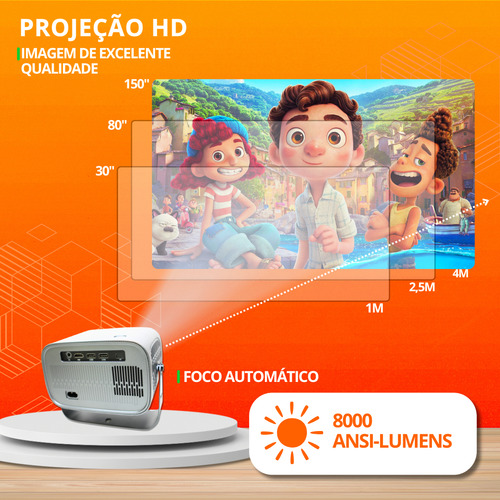 Projetor A15pro Android Cine Box Smart Cpuh713 Wi-fi Hd 4k