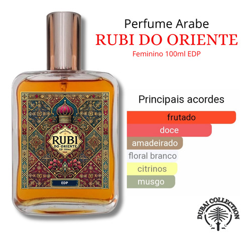 Perfume Arabe Rubi Do Oriente Feminino Edp Importado Doce- Árabe Oriental Top - Alta Fixação